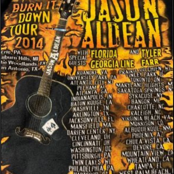 Jason Aldean Burn it Down Tour your 2014 Mens shirt size Small - Picture 4 of 6